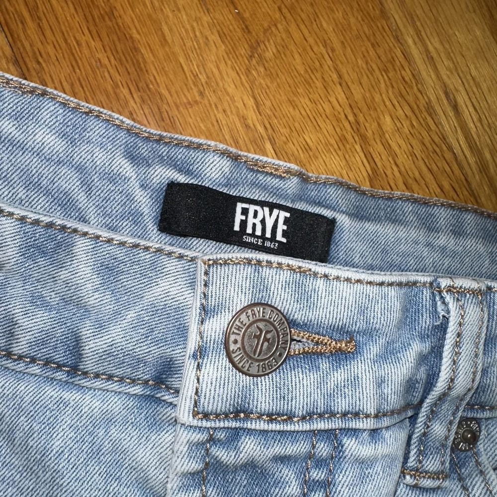 Frye Denim‎ Cut Off Shorts 6/28 Blue Light Wash Stretch High Rise Casual Summer - Picture 3 of 11